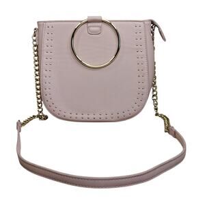 Elegant Studded Gold Light Baby Pink Chain Boho Chick Sheek Crossbody Bag Purse
